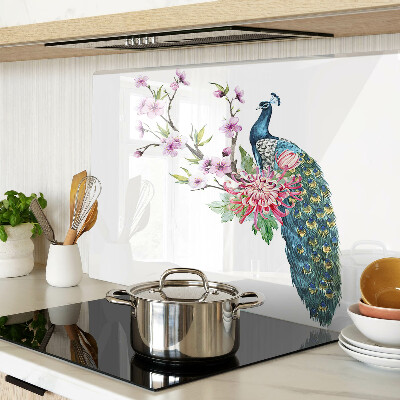 Szklana deska kuchenna Paw z kwiatami