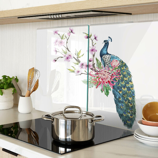 Szklana deska kuchenna Paw z kwiatami