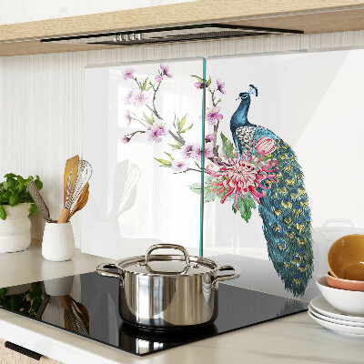 Snijplanken van glas Pauw met bloemen