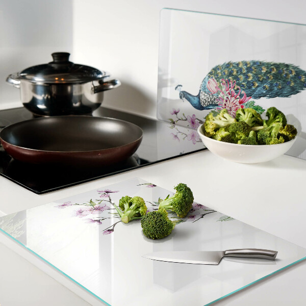 Szklana deska kuchenna Paw z kwiatami