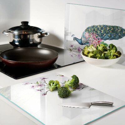 Snijplanken van glas Pauw met bloemen