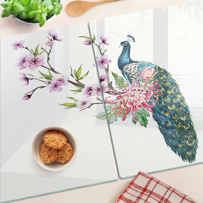 Snijplanken van glas Pauw met bloemen