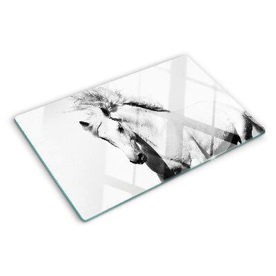 Snijplanken glas Paard in zwart-wit