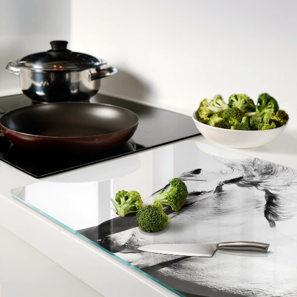 Szklana deska kuchenna Koń w czerni i bieli