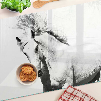 Snijplanken glas Paard in zwart-wit