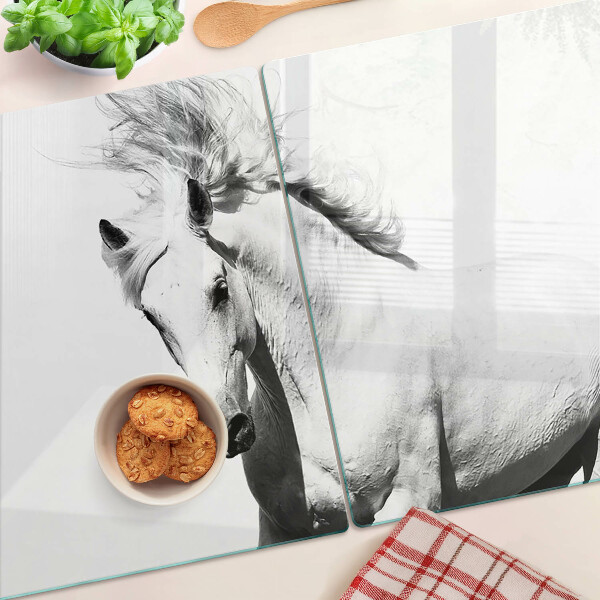 Snijplanken glas Paard in zwart-wit