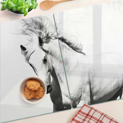 Snijplanken glas Paard in zwart-wit