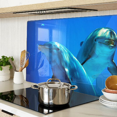 Szklana deska do krojenia Delfiny w wodzie