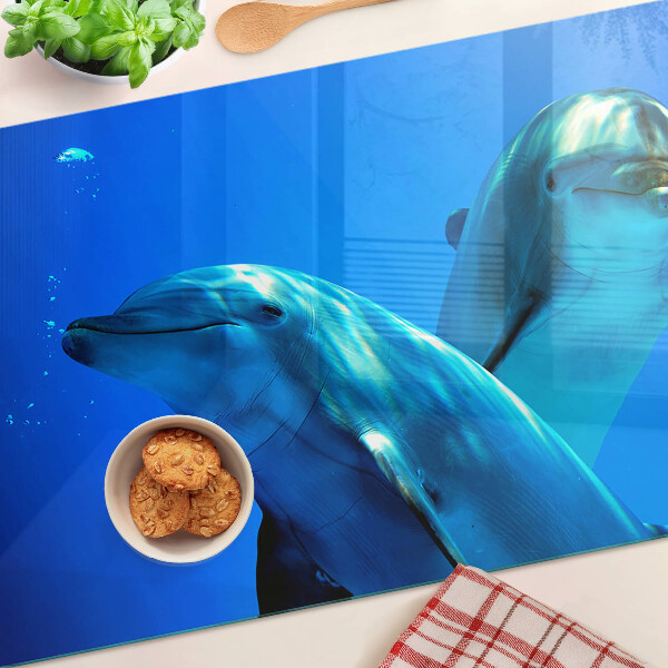 Snijplanken glas Dolfijnen in het water