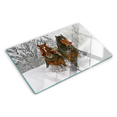 Snijplanken van glas Trekpaarden in de sneeuw