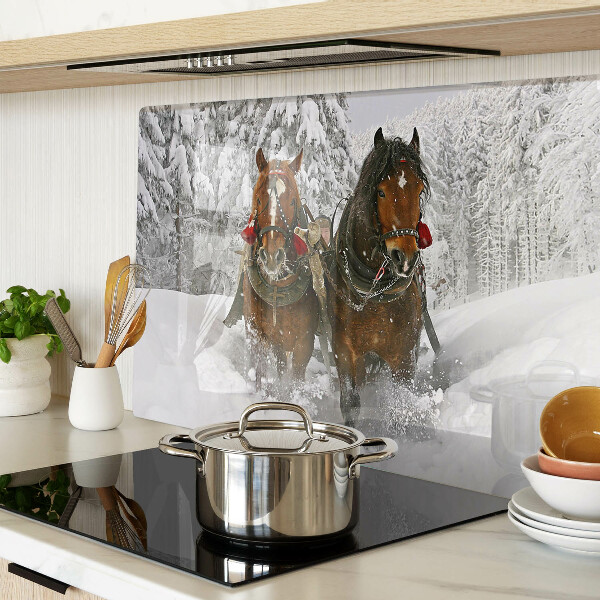 Snijplanken van glas Trekpaarden in de sneeuw