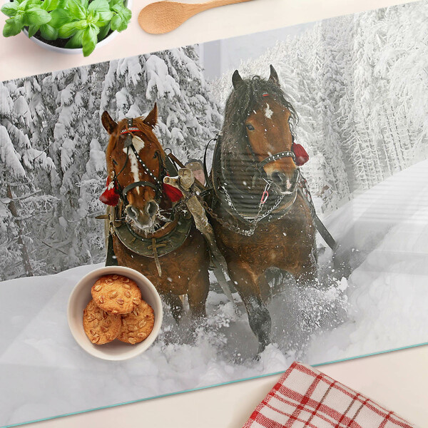 Snijplanken van glas Trekpaarden in de sneeuw