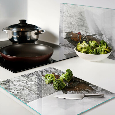 Snijplanken van glas Trekpaarden in de sneeuw