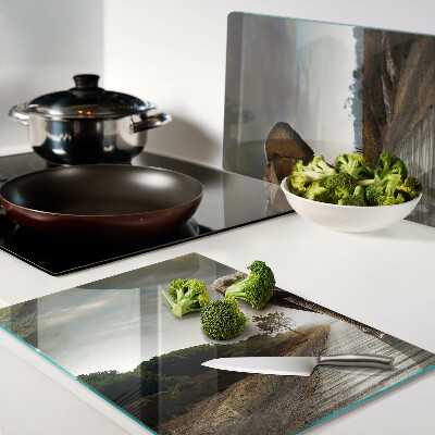 Deska kuchenna szklana Słoń na drodze o zachodzie słońca