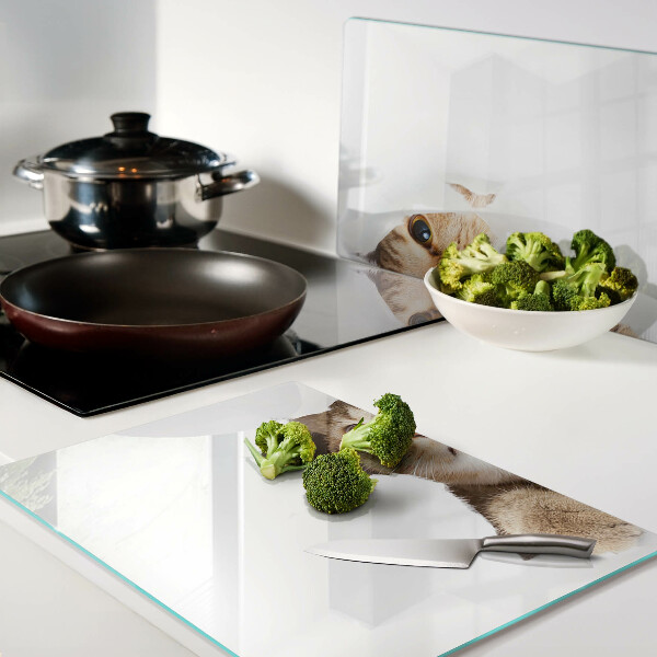 Deska kuchenna szklana Kot patrzący przez dziurę w ścianie