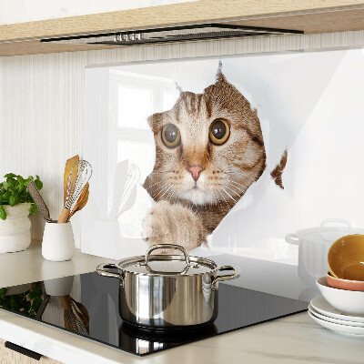 Glazen snijplanken Een kat die uit een gat komt