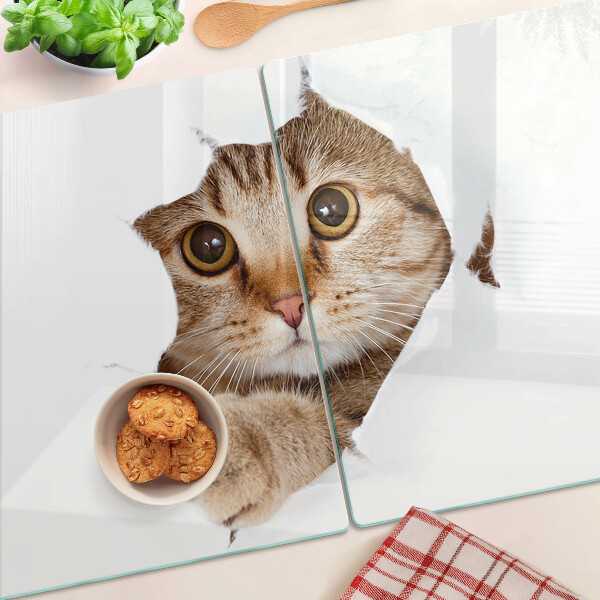 Szklana deska do krojenia Kot wychodzący z dziury