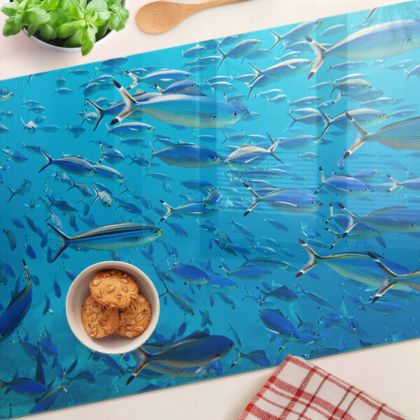 Snijplanken glas Een school vissen in helder water