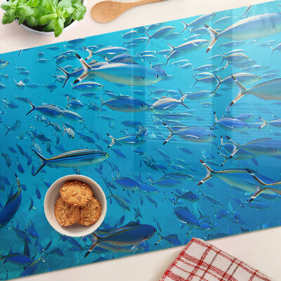 Snijplanken glas Een school vissen in helder water