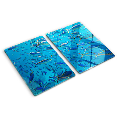 Snijplanken glas Een school vissen in helder water