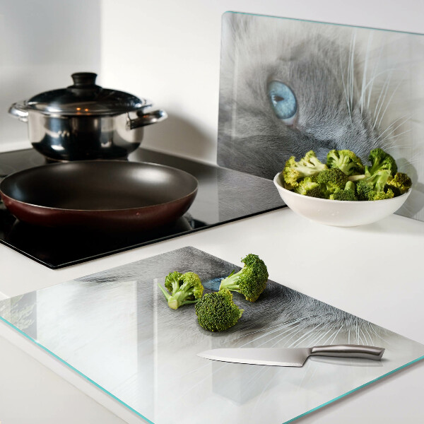 Szklana deska kuchenna Kot z niebieskimi oczami