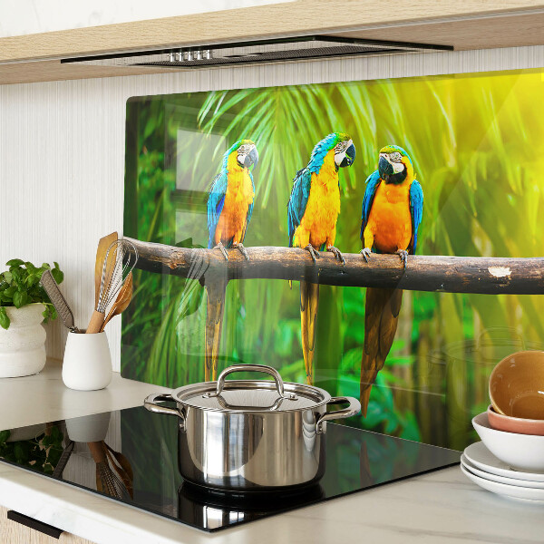 Szklana deska kuchenna Papugi na gałęzi w tropikach