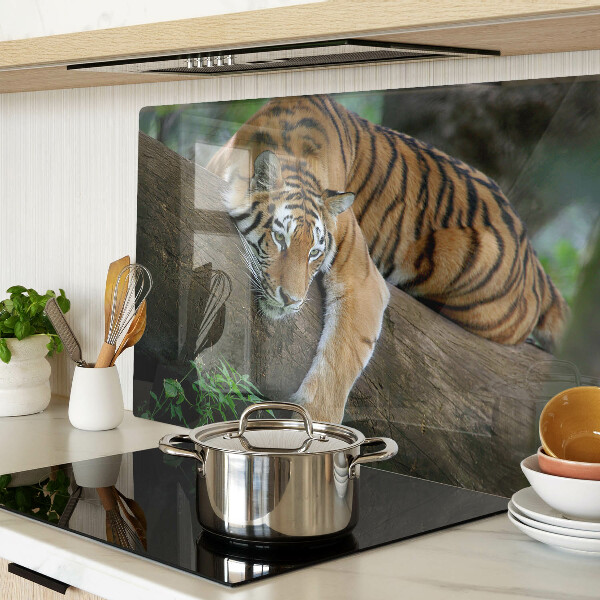 Deska kuchenna szklana Tygrys na pniu drzewa