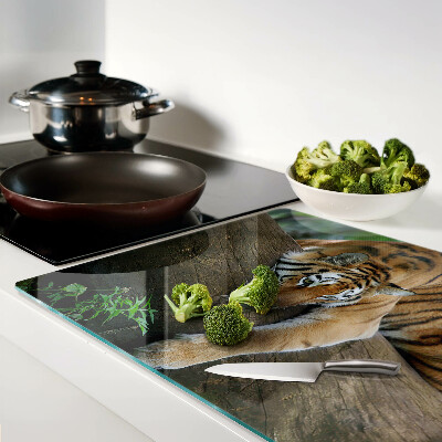 Deska kuchenna szklana Tygrys na pniu drzewa