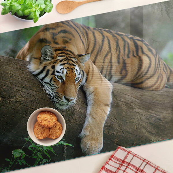 Deska kuchenna szklana Tygrys na pniu drzewa