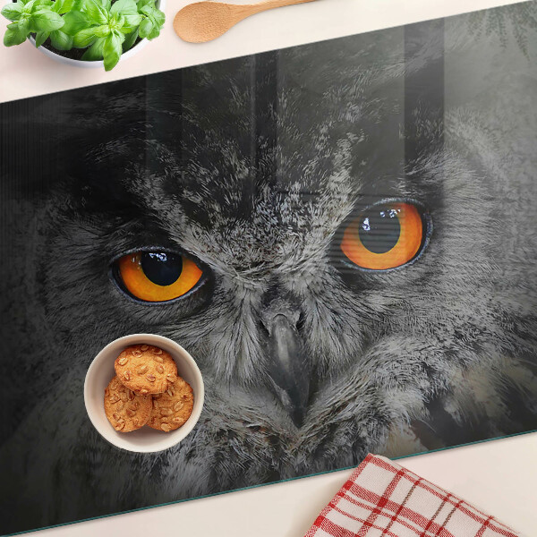 Snijplanken van glas Uil met oranje ogen