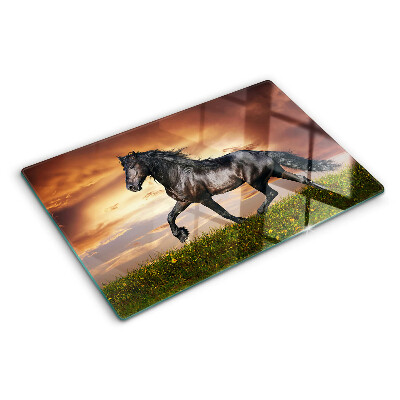 Szklana deska do krojenia Koń na tle zachodzącego słońca