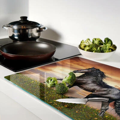 Szklana deska do krojenia Koń na tle zachodzącego słońca