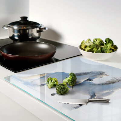 Szklana deska kuchenna Dwa białe konie w szaleńczym galopie