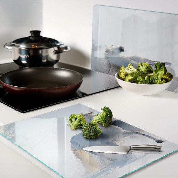 Szklana deska kuchenna Dwa białe konie w szaleńczym galopie