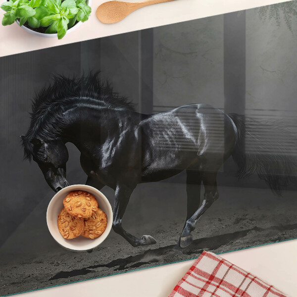 Szklana deska kuchenna Czarny koń w ruchu