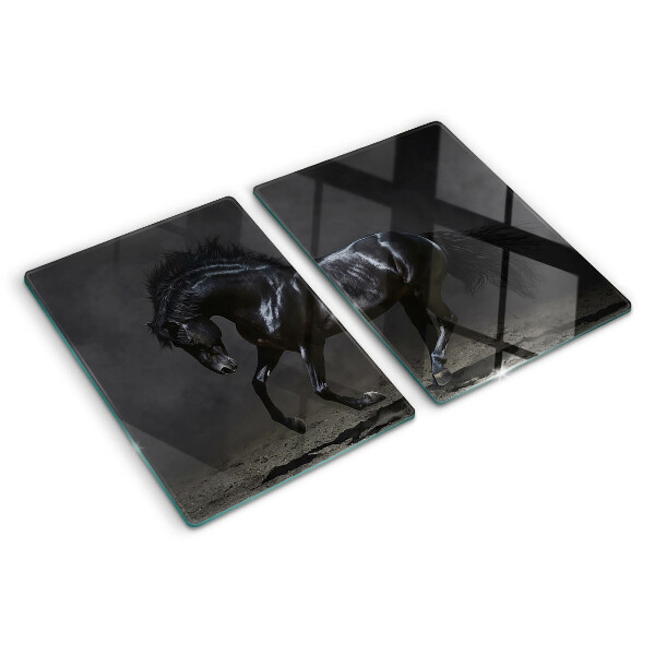 Szklana deska kuchenna Czarny koń w ruchu