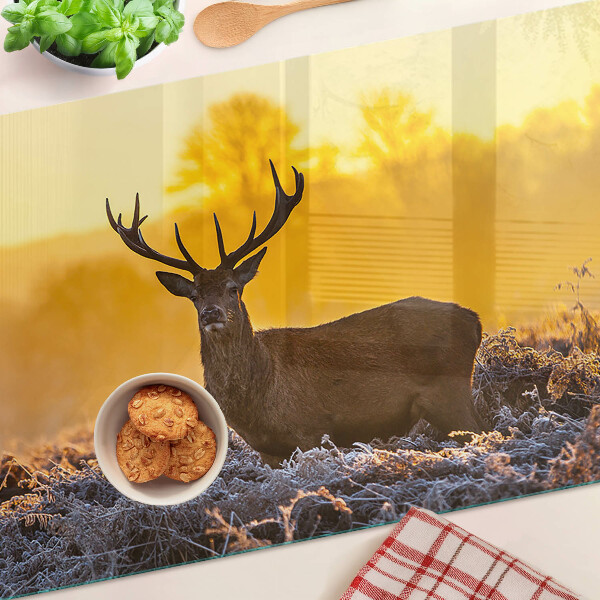 Szklana deska kuchenna Jeleń na tle porannego krajobrazu