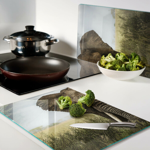 Deska kuchenna szklana Słoń na tle afrykańskiej sawanny