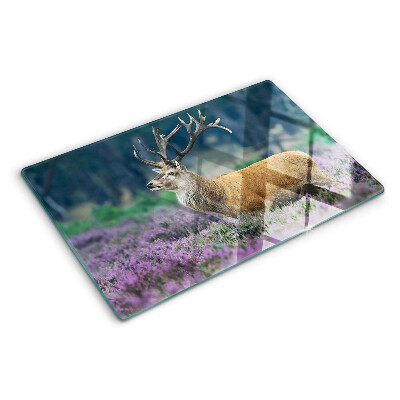 Snijplanken van glas Herten in een lavendellandschap