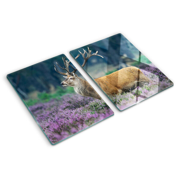 Szklana deska do krojenia Jeleń w krajobrazie z lawendą