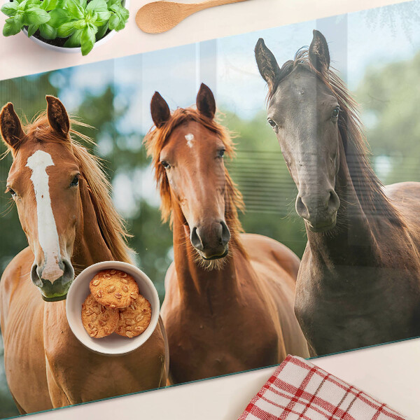 Deska kuchenna szklana Konie w naturze