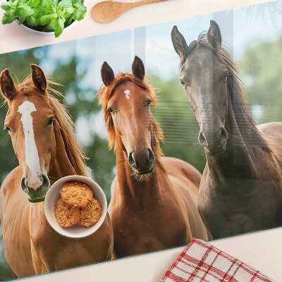 Snijplanken van glas Paarden in de natuur