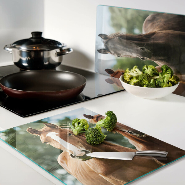 Deska kuchenna szklana Konie w naturze