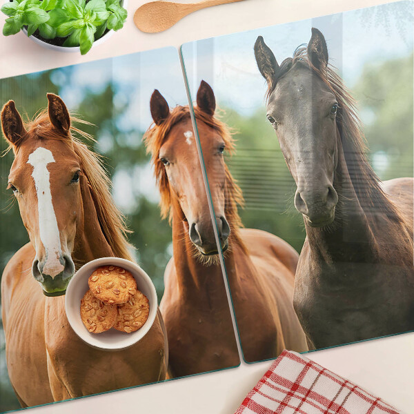 Deska kuchenna szklana Konie w naturze