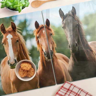 Snijplanken van glas Paarden in de natuur