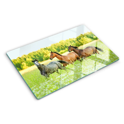 Deska kuchenna szklana Spotkanie koni na polu