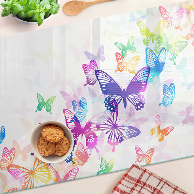 Szklana deska do krojenia Motyw kolorowych odlatujących motyli