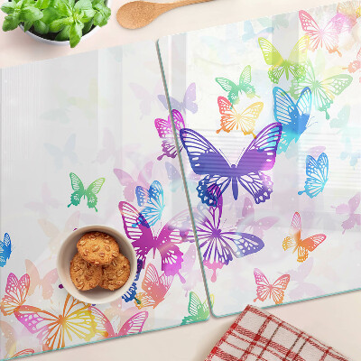 Szklana deska do krojenia Motyw kolorowych odlatujących motyli