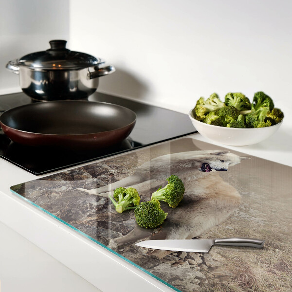 Szklana deska do krojenia Wilk na skalistej górze