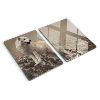 Szklana deska do krojenia Wilk na skalistej górze